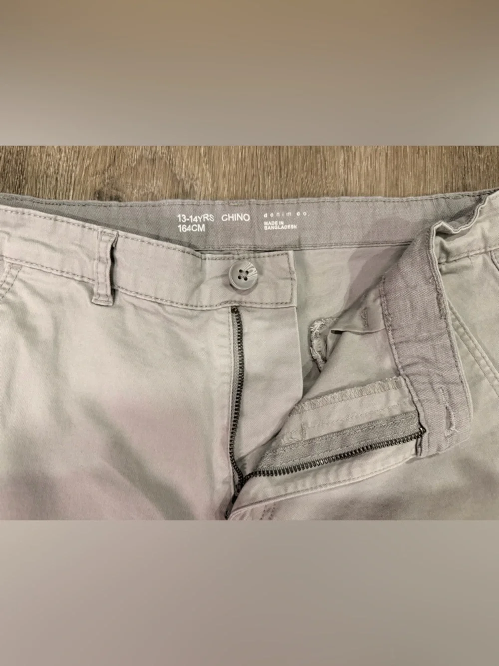 Classic Cotton Chino Shorts - Light Gray size youth 14